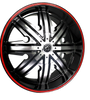 Crimson Blaze Multi-Spoke Black Red Mag Wheels Set of 4