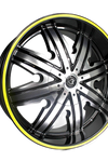 Vortex Fury Mag Wheels | 20' Multi-Spoke Black & Yellow for Sports Cars