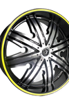 Vortex Fury Mag Wheels | 20' Multi-Spoke Black & Yellow for Sports Cars