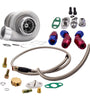 For GT45 Turbocharger T4 V-BAND 78Trim 600+HP Boost+Oil Feed /Oil Drain Return Line