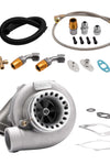 For GT3582 GT35 T3 Turbo + Oil feedReturn Line Kit Universal Turbocharger A/R .63