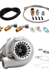 For GT3582 GT35 T3 Turbo + Oil feedReturn Line Kit Universal Turbocharger A/R .63