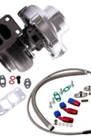 Universal T70 Turbo Turbocharger T3 .82 A/R + Oil Drain Return FEED Line Kit